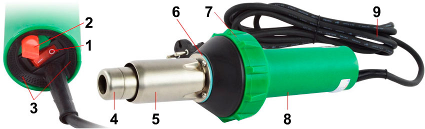 Термофен TRIAC HT-2000W (ADR tools) состав узлы детали Термофен TRIAC HT-2000W (ADR tools) состав узлы детали