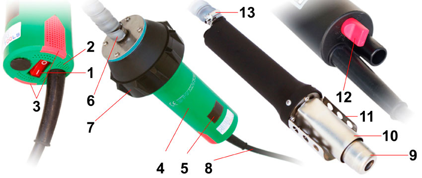 МИНИ-термофен LABOR ST-1600W (ADR tools) состав узлы детали МИНИ-термофен LABOR ST-1600W (ADR tools) состав узлы детали